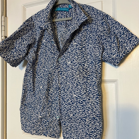 Tori Richard Other - Tori Richard Boys Blue Shark Button Up Sz 8